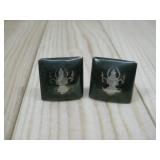 S.S. Thailand Niello Dancer Vtg Cufflinks Hallmark