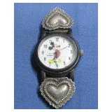 Mickey MOuse Watch Face W/Silvertone Heart See