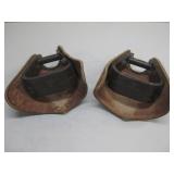 Pair Of Leather Tapaderos/Covered Stirrups
