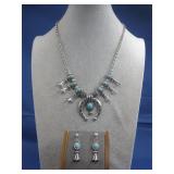 SW Squash Blossom Silver Tone Set See Info