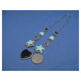 Sterling Silver Heart & Star Necklace 41Grams