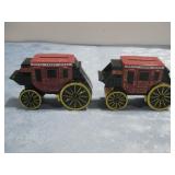 Two Vtg Wells Fargo Stage Coach Die-Cast Banks