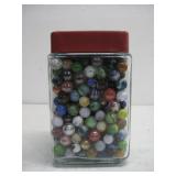 Jar Of Assorted Marbles 7.25' Tall
