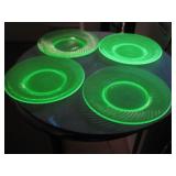 Four Vtg Uranium Glass Plates