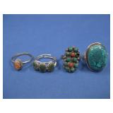 S.S. Turquoise/Coral Rings See Info