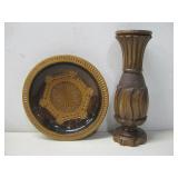 Vtg Hand Carved Wooden Hanging Plate See Info