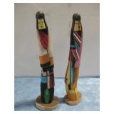 Two N/A Signed Wood Carved Kachinas 13'