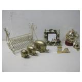 Three Vtg Brass Elephant Figures See Info