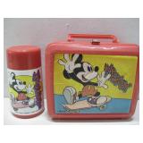 Vtg Mickey Mouse Lunch Box W/Aladdin Thermos