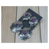 Navajo Dangle Concho Earrings NIckle Hallmarked