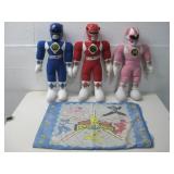 Three 1993 Power Rangers 19' Dolls & Pillow Cases