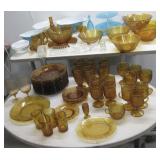 Assorted Vtg Amber Glass Plates & Dishes See