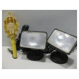 Two Vtg Magnetic Utility Lights & Shop Light See