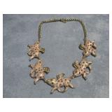 Gold Tone Flying Pigs Necklace