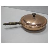 Copper Skillet W/Lid & Wooden Handle