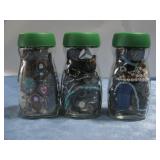 Three Jars Full Of Costume Jewelry & Watches See