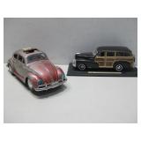 Vtg Maisto Woody Wagon & Bandai VW Beetle Kingsize
