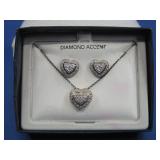 S.S. Genuine Diamond Necklace/Earrings Set