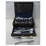 Stainless Flatware Set In Wooden Box See Info