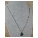 Vtg Dead Pawn Turq Nickle Pendant Necklace Chain