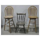Three Wooden Chairs Tallest 16' x 16.5' x 48.5'