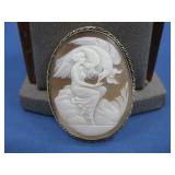 Vtg S.S. Cameo Brooch Green Goddess Of Youth