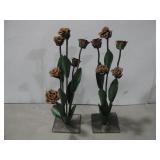 Two Metal Art Rose Sculptures 38'