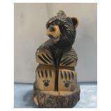 Hand Carved Rustic Wooden Bear Sculpture 11'