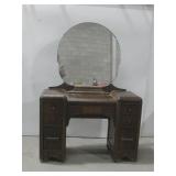 Vtg Mirrored Wooden Vanity See Info