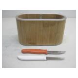 Pampered Chef Bamboo Organizer, 2 Knives