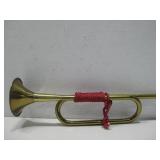 Vtg Decorative Brass Bugle W/Red Cording See Info