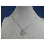 Silver Toned Necklace W/ Anchor Pendant