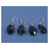 Two Pairs Purple Stone Dangle Earrings