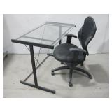Glass Top Desk W/Rolling Office Chair See Info
