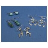 Four Pairs Of Sterling Silver Earrings Hallmarked