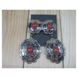 Navajo Dangle Concho Earrings NIckle Hallmarked