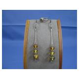 S.S. Peridot Ring & S.S. Amber Earrings