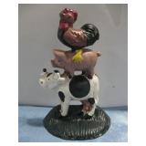 Hand Painted Cast Iron Farm Animal Decor See Info