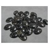 30 Black W/White Stone 18 x 25mm Cabochons