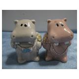 Two Vtg Ceramic Hippo S & P Shakers See Info