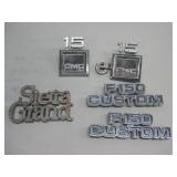 Five Vtg Assorted Truck Emblems GMC, Ford