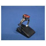 Vtg Sterling Silver Orange Stone Ring Hallmarked