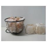 Pink Himalyan Lamp & Candle Holders See Info