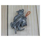 Vtg. Bucking Cowboy Concho Bolo Slide