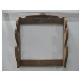 Vtg Wooden Wall Mounted Gun Rack W/Eagle See