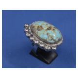 S.S. SW #8 Mine Turq Ring Hallmarked See Info