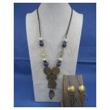 Vtg Peruvian Brass Necklace/Earrings