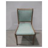 Vtg Inlay Wood & Fabric Chair 19' x 33'x 16' See