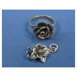 S.S. Flower Ring & Pendant Halmarked