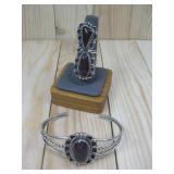 Purple Bracelet & Ring Navajo Nickle Hallmarked